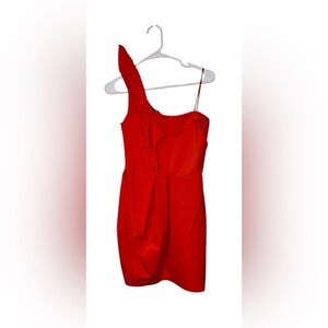 River Island Vibrant Red One-Shoulder Dress 10 (party, cocktail)